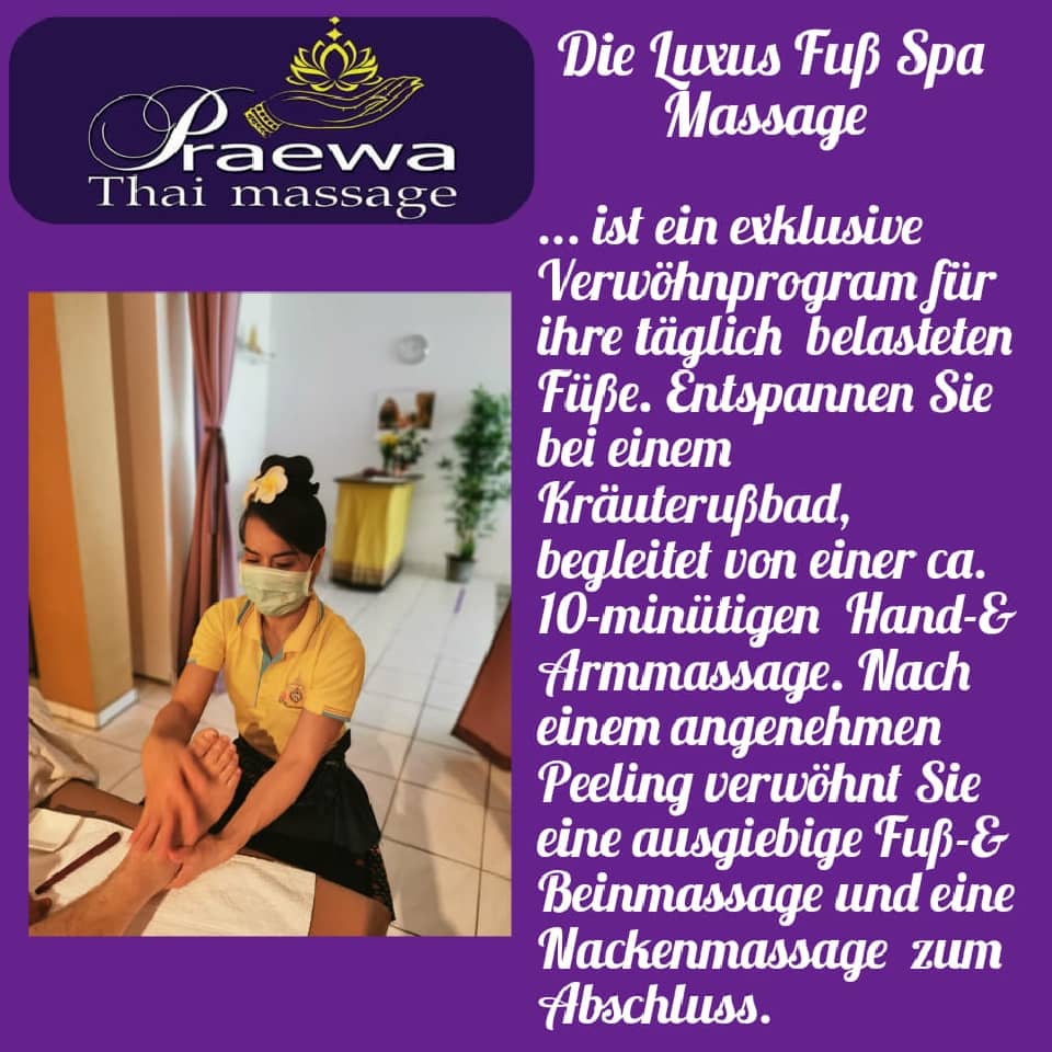Das Bild enthält Text, der ausführlich "Die Luxus Fuß Spa Massage" beschreibt.
The image contains text describing in detail "Die Luxus Fuß Spa Massage".